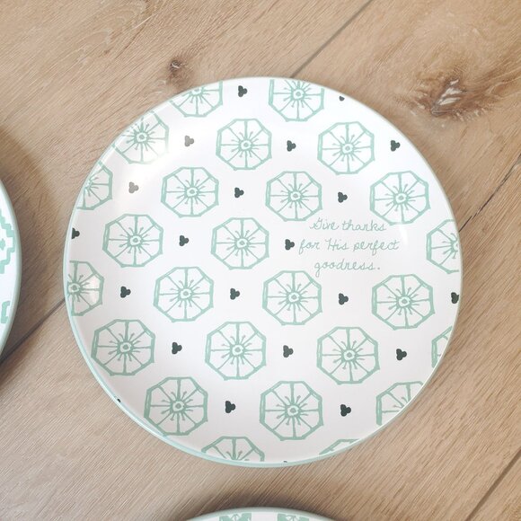 Mary & Martha Perfect Goodness Salad Plates Lot of 4 Green White Give Thanks - Picture 5 of 14